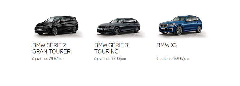 BMW série 2 Gran Tourer location, BMW série 3 touring location, BMW X3 location Bymycar